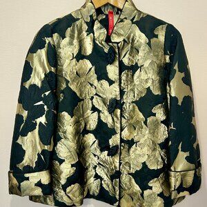IC by Connie K Metallic Floral Brocade Jacket Black and Gold– Size Small